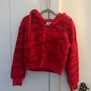 Aerie red camo fleece hoodie